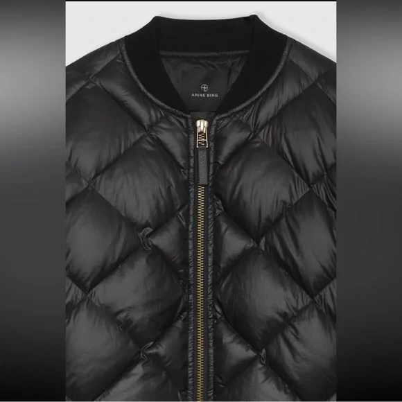 Anine Bing Leo Puffer Coat / Woman’s Extra Small XS Black with Gold Zipper - Picture 4 of 13